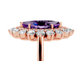 Rose gold Marquise Cut Amethyst Floral Double Halo Engagement Ring with Prong Setting_53