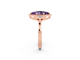 Rose gold Marquise Cut Amethyst Halo Ring with Tapered Band and Four-Prong Setting_2