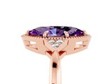 Rose gold Marquise Cut Amethyst Halo Ring with Tapered Band and Four-Prong Setting_5