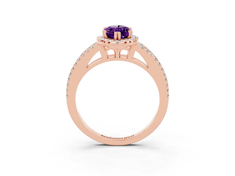 Rose gold Marquise Cut Amethyst Halo Split Shank Engagement Ring_15