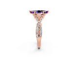 Rose gold Marquise Cut Amethyst  Halo Twist Band Solitaire Prong Setting Ring_44