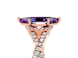Rose gold Marquise Cut Amethyst  Halo Twist Band Solitaire Prong Setting Ring_47