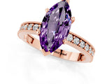 Rose gold Marquise Cut Amethyst Milgrain Pavé Engagement Ring with Four-Prong Setting_1