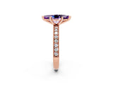 Rose gold Marquise Cut Amethyst Milgrain Pavé Engagement Ring with Four-Prong Setting_2