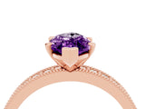 Rose gold Marquise Cut Amethyst Milgrain Pavé Engagement Ring with Four-Prong Setting_4