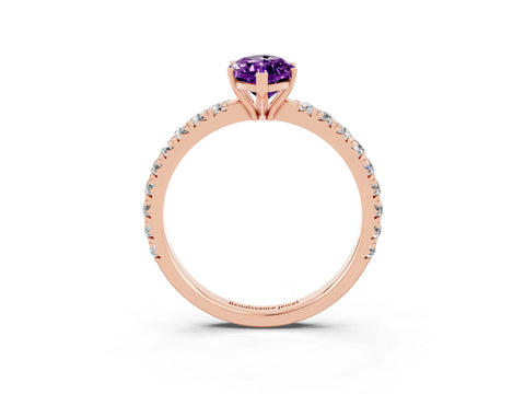 Rose gold Marquise Cut Amethyst Pavé Solitaire Engagement Ring with Four-Prong Setting_15