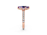 Rose gold Marquise Cut Amethyst Pave Band Solitaire Ring with Four-Prong Setting_26