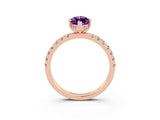 Rose gold Marquise Cut Amethyst Pave Band Solitaire Ring with Four-Prong Setting_27