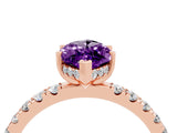 Rose gold Marquise Cut Amethyst Pave Band Solitaire Ring with Four-Prong Setting_28