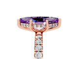 Rose gold Marquise Cut Amethyst Pave Band Solitaire Ring with Four-Prong Setting_29