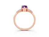 Rose gold Marquise Cut Amethyst Ring with Side Stones and Four-Prong Setting_39