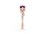 Rose gold Marquise Cut Amethyst Scattered Round Accent Ring with Prong Setting_14