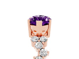 Rose gold Marquise Cut Amethyst Scattered Round Accent Ring with Prong Setting_17