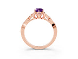 Rose gold Marquise Cut Amethyst Solitaire Celtic Knot Ring with Four-Prong Setting_15