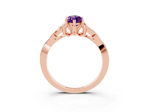 Rose gold Marquise Cut Amethyst Solitaire Celtic Knot Ring with Four-Prong Setting_15