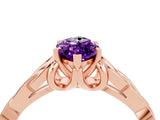 Rose gold Marquise Cut Amethyst Solitaire Celtic Knot Ring with Four-Prong Setting_16