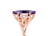 Rose gold Marquise Cut Amethyst Solitaire Celtic Knot Ring with Four-Prong Setting_17