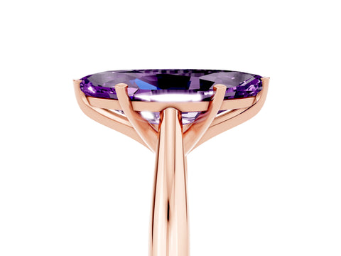 Rose gold Marquise Cut Amethyst Solitaire Engagement Ring with Cathedral Setting and Four-Prong Mount_17