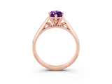 Rose gold Marquise Cut Amethyst Solitaire Engagement Ring with Cathedral Setting and Four-Prong Mount_27