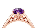 Rose gold Marquise Cut Amethyst Solitaire Engagement Ring with Cathedral Setting and Four-Prong Mount_28