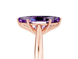 Rose gold Marquise Cut Amethyst Solitaire Engagement Ring with Cathedral Setting and Four-Prong Mount_29