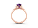 Rose gold Marquise Cut Amethyst Solitaire Engagement Ring with Cathedral Setting and Four-Prong Mount_33