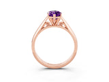 Rose gold Marquise Cut Amethyst Solitaire Engagement Ring with Cathedral Setting and Four-Prong Mount_87