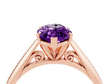 Rose gold Marquise Cut Amethyst Solitaire Engagement Ring with Cathedral Setting and Four-Prong Mount_88
