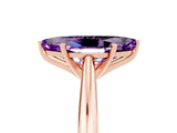 Rose gold Marquise Cut Amethyst Solitaire Engagement Ring with Cathedral Setting and Four-Prong Mount_89