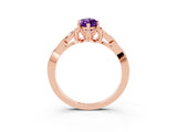 Rose gold Marquise Cut Amethyst Solitaire Engagement Ring with Celtic Knot Band and Four-Prong Setting_3