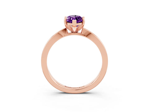 Rose gold Marquise Cut Amethyst Solitaire Engagement Ring with Classic Band and Four-Prong Setting_27