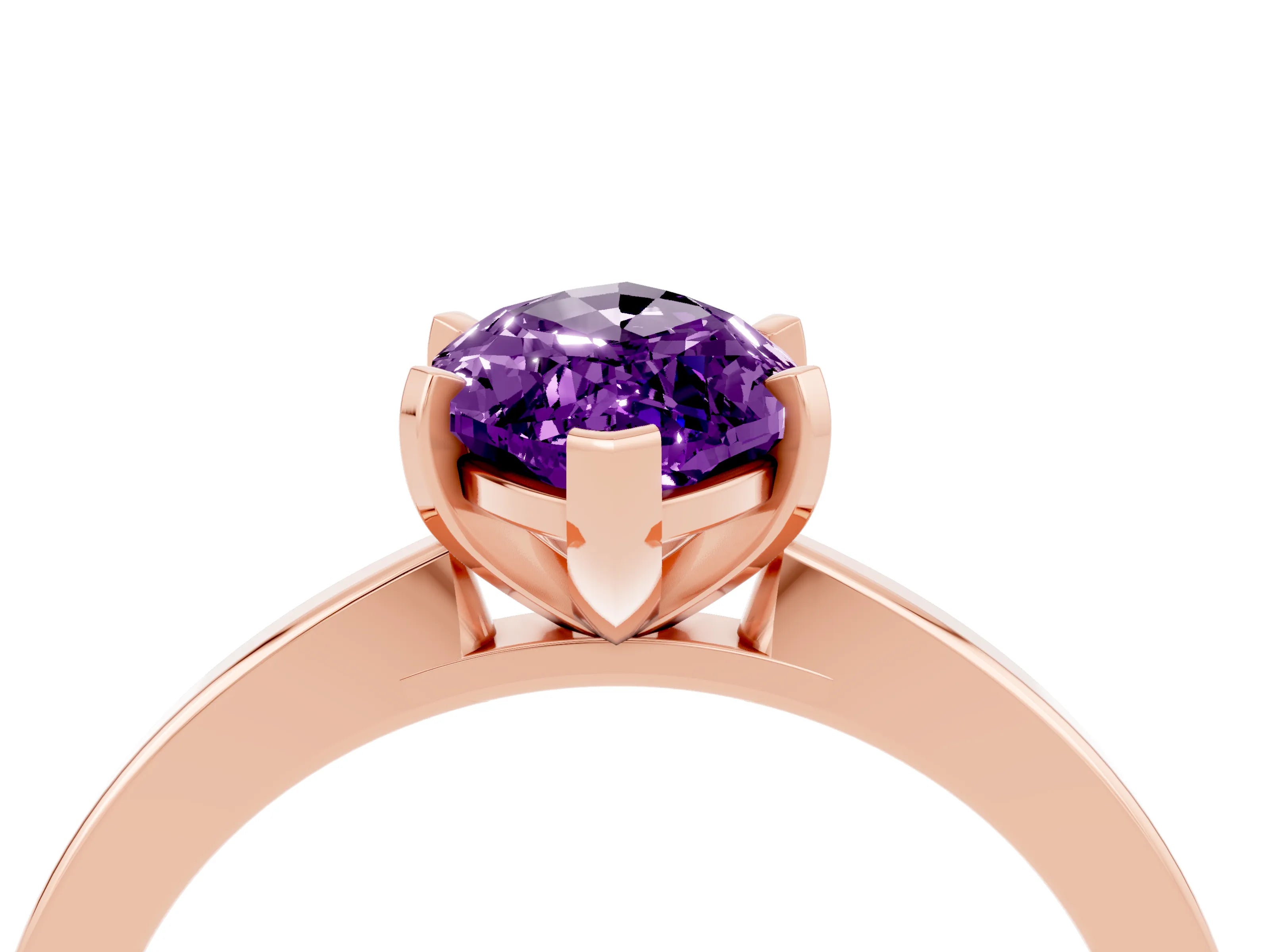 Rose gold Marquise Cut Amethyst Solitaire Engagement Ring with Classic Band and Four-Prong Setting_28