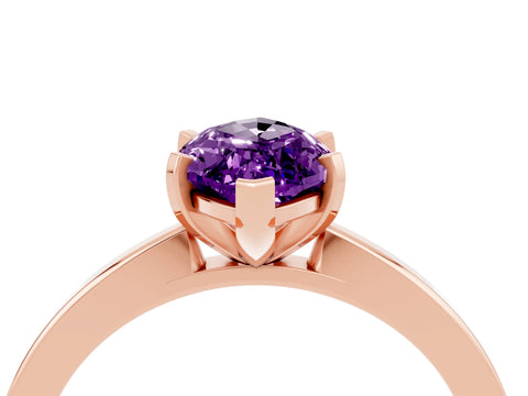 Rose gold Marquise Cut Amethyst Solitaire Engagement Ring with Classic Band and Four-Prong Setting_28