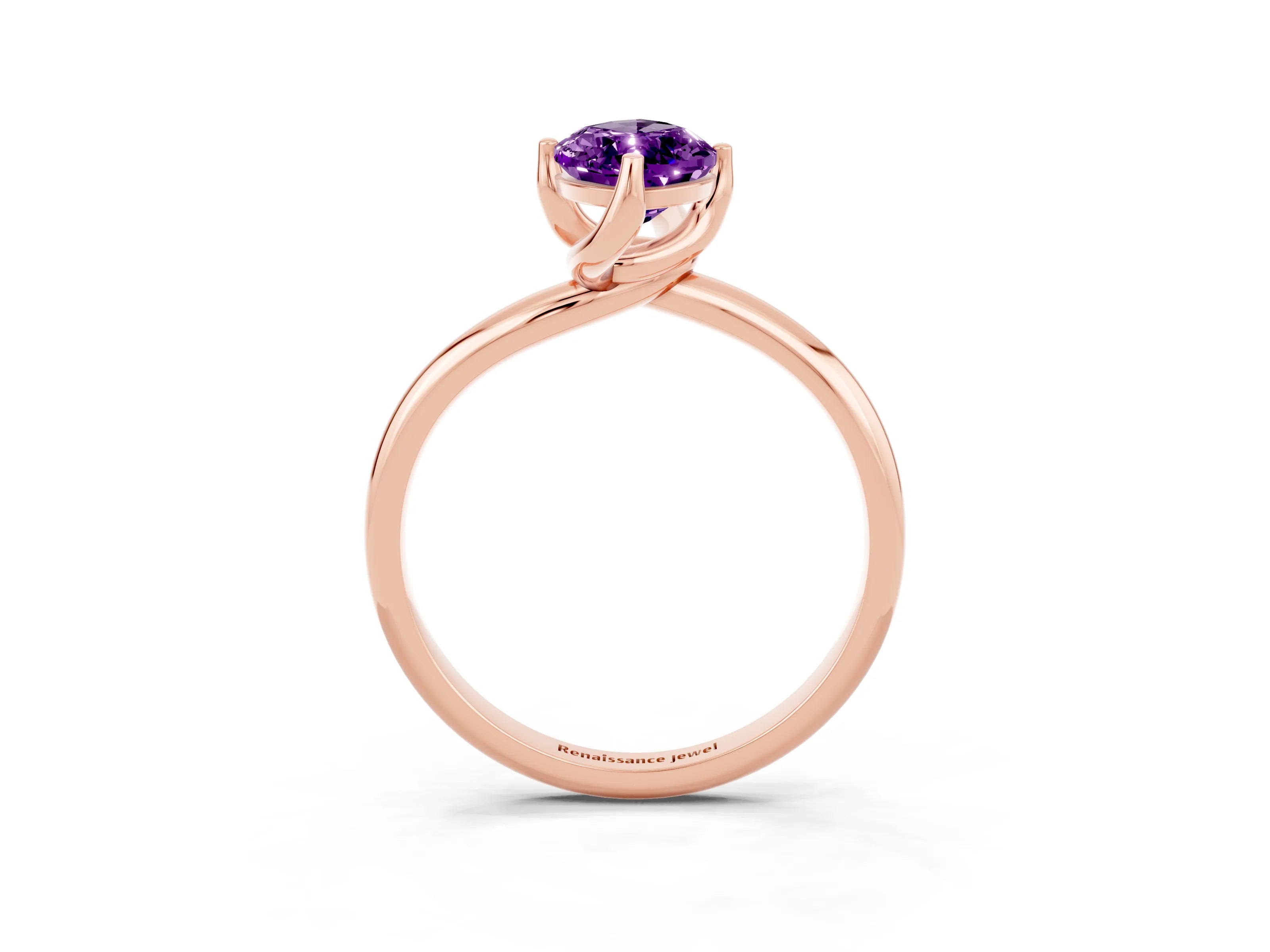 Rose gold Marquise Cut Amethyst Solitaire Engagement Ring with Four-Prong Setting and Classic Band_15