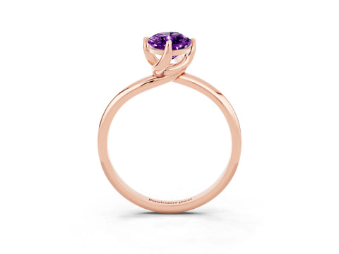 Rose gold Marquise Cut Amethyst Solitaire Engagement Ring with Four-Prong Setting and Classic Band_15