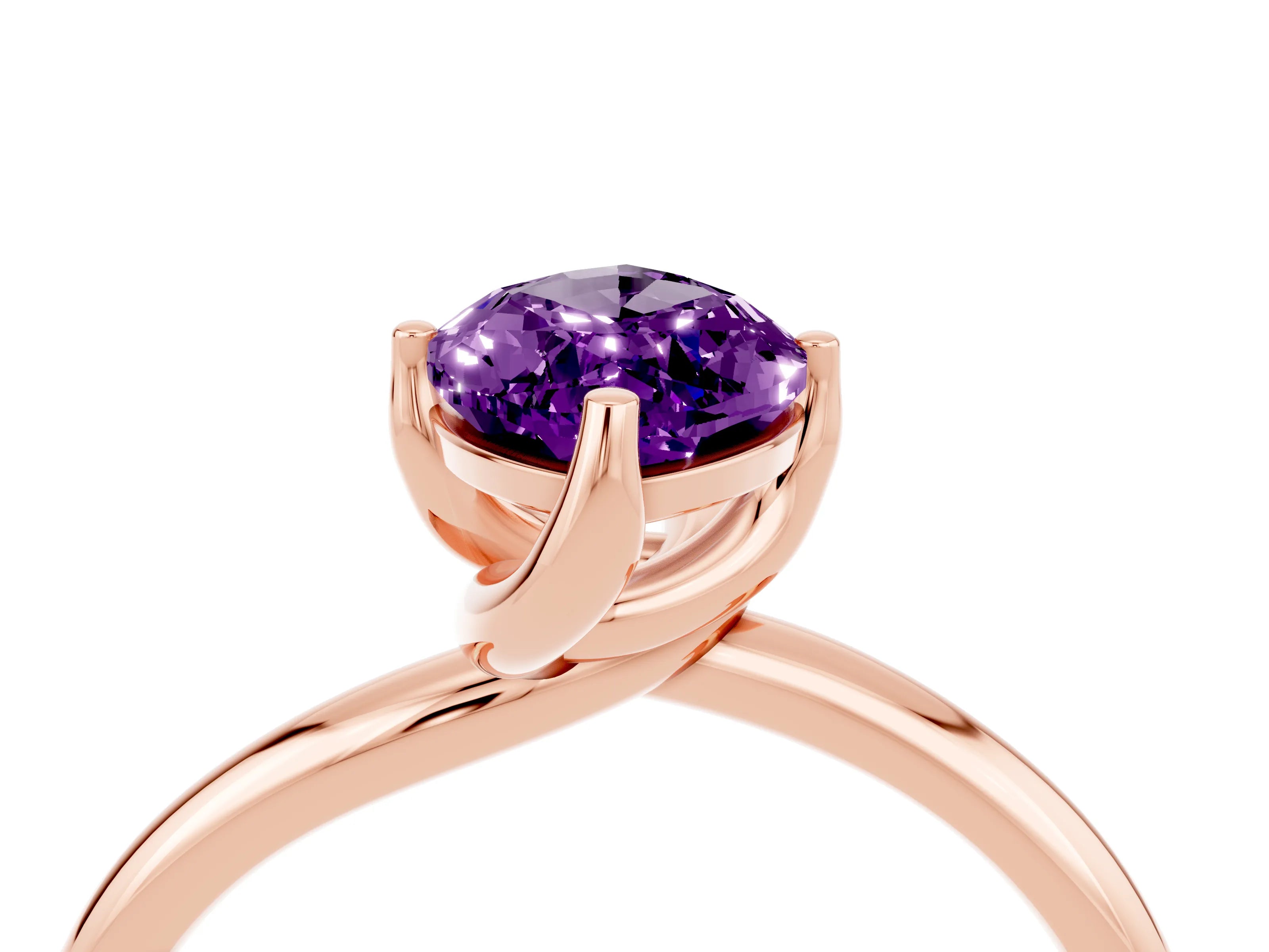 Rose gold Marquise Cut Amethyst Solitaire Engagement Ring with Four-Prong Setting and Classic Band_16