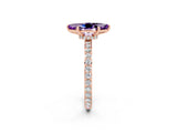 Rose gold Marquise Cut Amethyst Solitaire Engagement Ring with Pavé Band and Four-Prong Setting_2