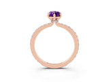 Rose gold Marquise Cut Amethyst Solitaire Engagement Ring with Pavé Band and Four-Prong Setting_3