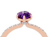 Rose gold Marquise Cut Amethyst Solitaire Engagement Ring with Pavé Band and Four-Prong Setting_4