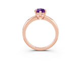 Rose gold Marquise Cut Amethyst Solitaire Engagement Ring with Round Band and Four-Prong Setting_3