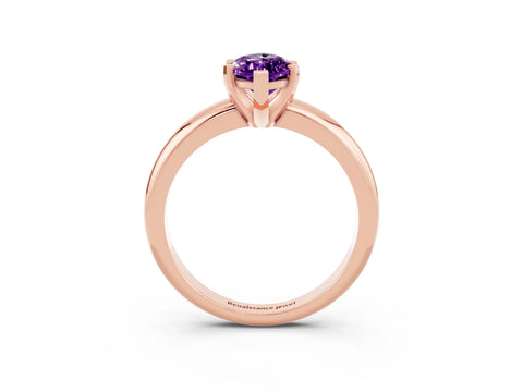 Rose gold Marquise Cut Amethyst Solitaire Engagement Ring with Round Band and Four-Prong Setting_3