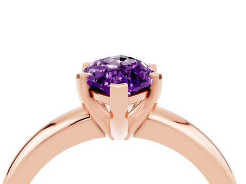 Rose gold Marquise Cut Amethyst Solitaire Engagement Ring with Round Band and Four-Prong Setting_4