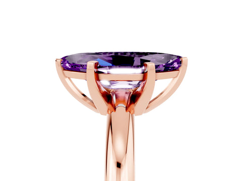 Rose gold Marquise Cut Amethyst Solitaire Engagement Ring with Round Band and Four-Prong Setting_5