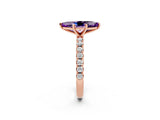 Rose gold Marquise Cut Amethyst Solitaire Pavé Band with Four-Prong Setting_2