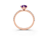 Rose gold Marquise Cut Amethyst Solitaire Pavé Band with Four-Prong Setting_3