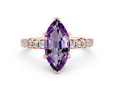 Rose gold Marquise Cut Amethyst Solitaire Pavé Engagement Ring with Round Band and Prong Setting_12