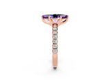 Rose gold Marquise Cut Amethyst Solitaire Pavé Engagement Ring with Round Band and Prong Setting_14
