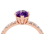 Rose gold Marquise Cut Amethyst Solitaire Pavé Engagement Ring with Round Band and Prong Setting_16