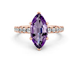 Rose gold Marquise Cut Amethyst Solitaire Pavé Engagement Ring with Round Band and Prong Setting_67