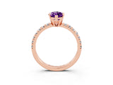 Rose gold Marquise Cut Amethyst Solitaire Pavé Engagement Ring with Round Band and Prong Setting_70